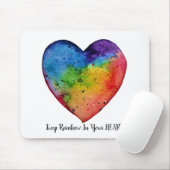Cute Waterverf Rainbow Heart Muismat (Met muis)