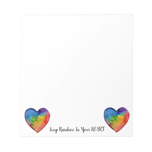 Cute Waterverf Rainbow Heart Notitieblok (Voorkant)