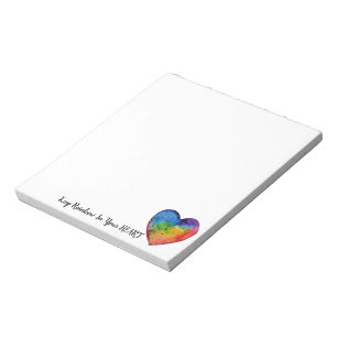 Cute Waterverf Rainbow Heart Notitieblok