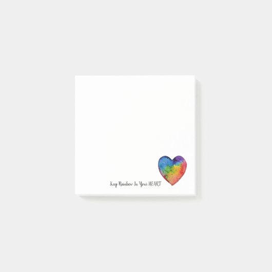 Cute Waterverf Rainbow Heart Post-it® Notes (Voorkant)