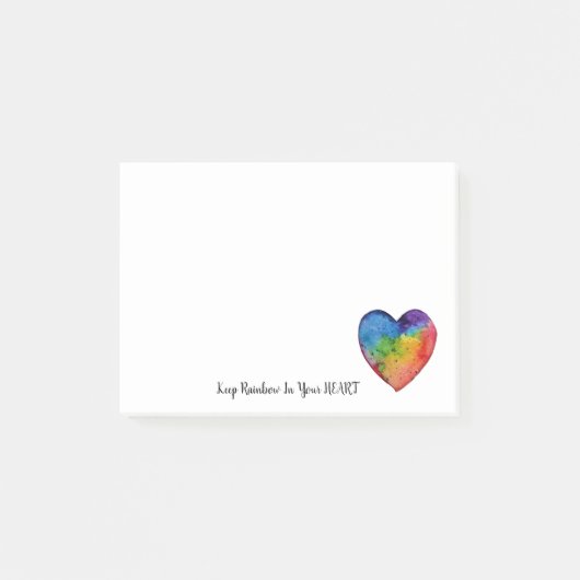 Cute Waterverf Rainbow Heart Post-it® Notes (Voorkant)
