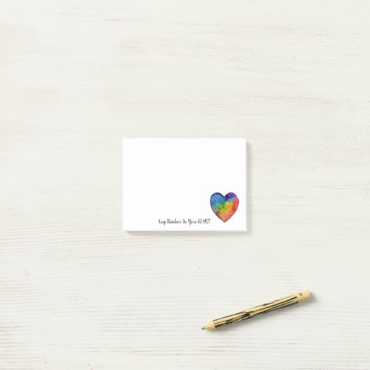 Cute Waterverf Rainbow Heart Post-it® Notes (Op bureau)