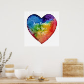 Cute Waterverf Rainbow Heart Poster (Keuken)