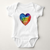 Cute Waterverf Rainbow Heart Romper (Voorkant)
