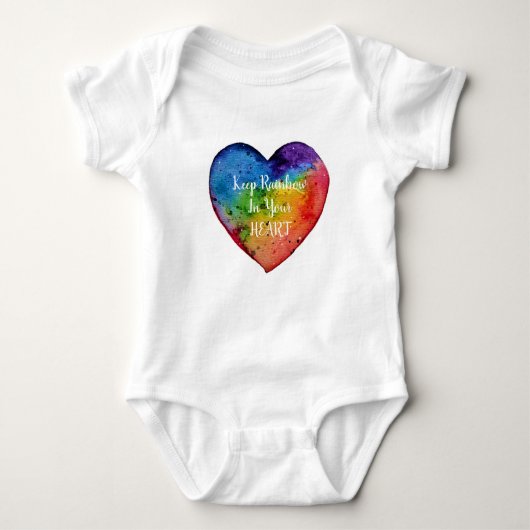 Cute Waterverf Rainbow Heart Romper (Voorkant)