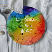 Cute Waterverf Rainbow Heart Ronde Button 6,0 Cm (In situ)