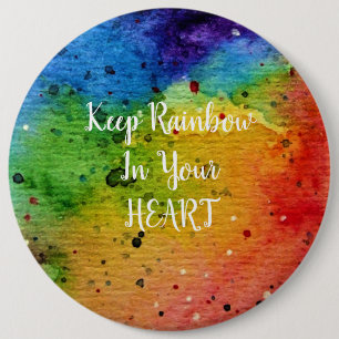Cute Waterverf Rainbow Heart Ronde Button 6,0 Cm