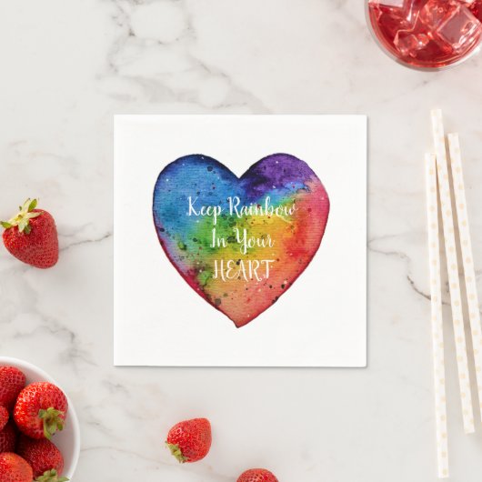 Cute Waterverf Rainbow Heart Servetten (Insitu)