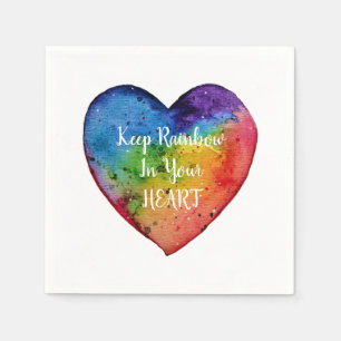 Cute Waterverf Rainbow Heart Servetten