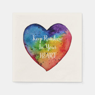Cute Waterverf Rainbow Heart Servetten