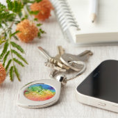 Cute Waterverf Rainbow Heart Sleutelhanger (Zijkant)