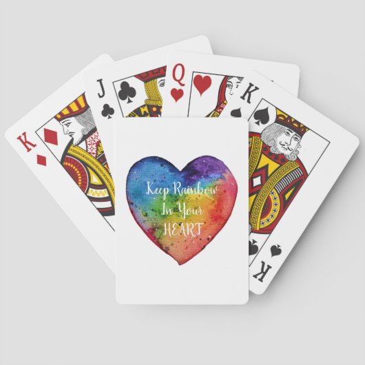 Cute Waterverf Rainbow Heart Speelkaarten (Achterkant)