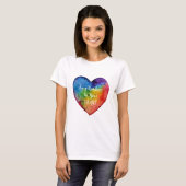 Cute Waterverf Rainbow Heart T-shirt (Voorkant volledig)
