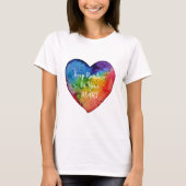 Cute Waterverf Rainbow Heart T-shirt (Voorkant)