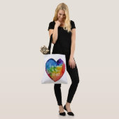 Cute Waterverf Rainbow Heart Tote Bag (Op model)