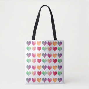 Cute Waterverf Rainbow Hearts Patroon Tote Bag