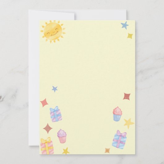 Cute Waterverf Rainbow, Sun and Clouds Birthday Kaart (Achterkant)