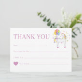 Cute Waterverf Rainbow Unicorn Birthday Bedankkaart (Staand voorkant)