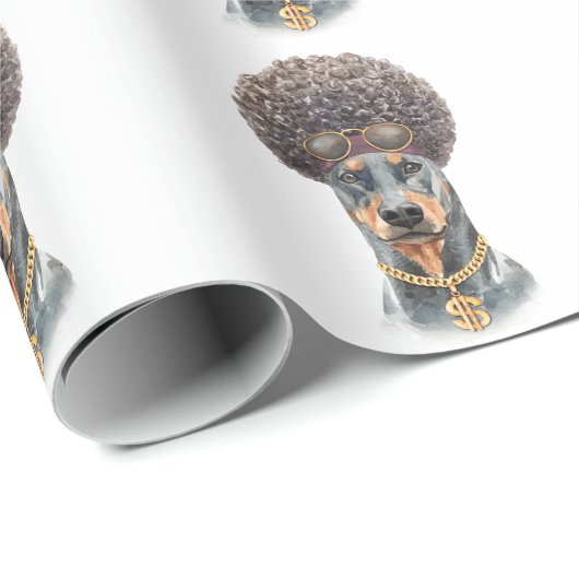 Cute Waterverf Rapper Doberman Cadeaupapier (Rol Hoek)