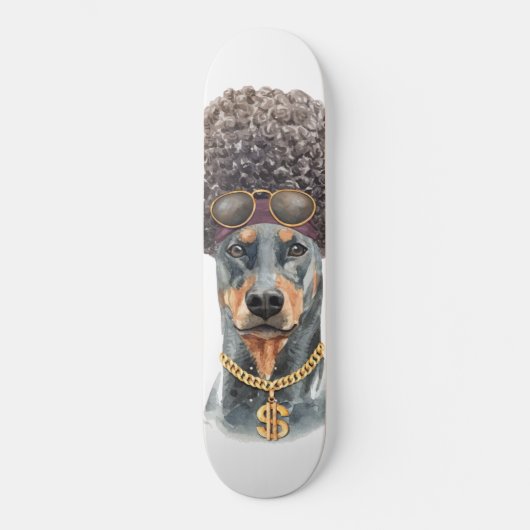 Cute Waterverf Rapper Doberman Persoonlijk Skateboard (Voorkant)
