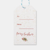 Cute Waterverf Red Berries Wreath Merry Kerstmis Cadeaulabel (Achterkant)