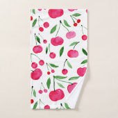 Cute waterverf red cherries patroon bad handdoek (Handdoek)