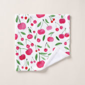 Cute waterverf red cherries patroon bad handdoek (Wasdoekje)