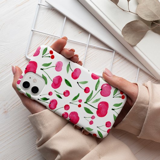 Cute waterverf red cherries patroon Case-Mate iPhone case