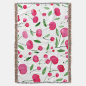 Cute waterverf red cherries patroon deken (Voorkant Verticaal)