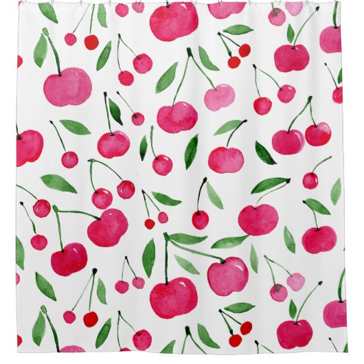 Cute waterverf red cherries patroon douchegordijn (Voorkant)