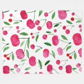 Cute waterverf red cherries patroon fleece deken (Voorkant (Horizontaal))