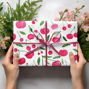 Cute waterverf red cherries patroon inpakpapier vel