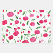 Cute waterverf red cherries patroon inpakpapier vel (Voorkant 3)