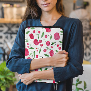 Cute waterverf red cherries patroon laptop sleeve