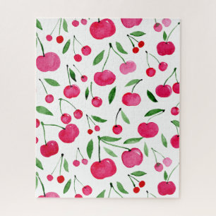 Cute waterverf red cherries patroon legpuzzel