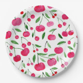 Cute waterverf red cherries patroon papieren bordje (Voorkant)
