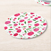Cute waterverf red cherries patroon ronde kartonnen onderzetter (Gebogen)