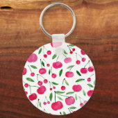 Cute waterverf red cherries patroon sleutelhanger (Voorkant)