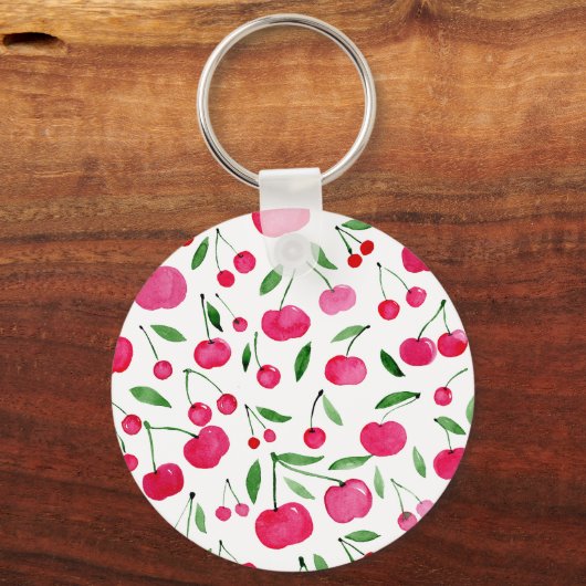 Cute waterverf red cherries patroon sleutelhanger (Voorkant)