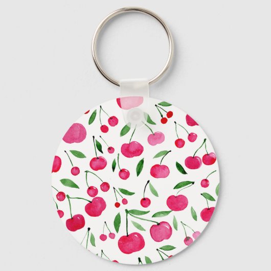 Cute waterverf red cherries patroon sleutelhanger (Achterkant)