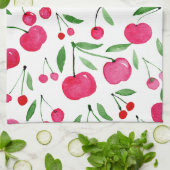 Cute waterverf red cherries patroon theedoek (Gevouwen)