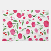 Cute waterverf red cherries patroon theedoek (Horizontaal)