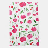 Cute waterverf red cherries patroon theedoek (Verticaal)