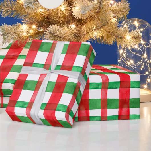 Cute Waterverf Red Green Holiday met kerstmis Cadeaupapier (Feestdagen)