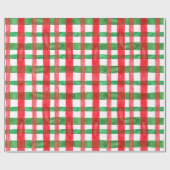 Cute Waterverf Red Green Holiday met kerstmis Cadeaupapier (Vlak)