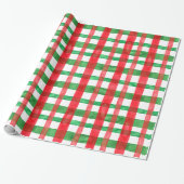 Cute Waterverf Red Green Holiday met kerstmis Cadeaupapier (Uitgerold)