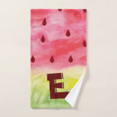 Cute Waterverf Red Green Watermelon Monogram Kinde Bad Handdoek (Handdoek)