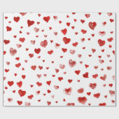 Cute Waterverf Red Hearts Cadeaupapier (Vlak)
