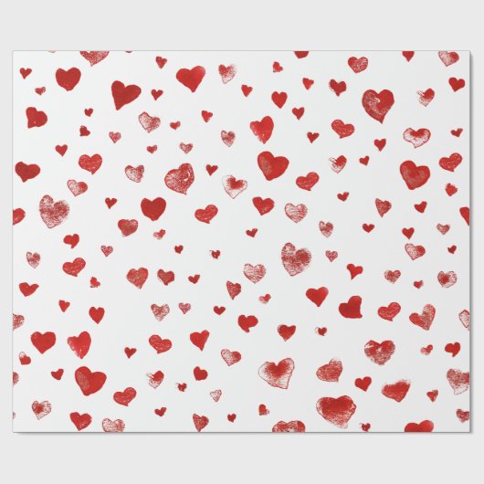 Cute Waterverf Red Hearts Cadeaupapier (Vlak)