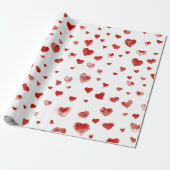 Cute Waterverf Red Hearts Cadeaupapier (Uitgerold)